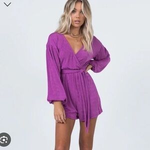 PRINCESS POLLY Purple Long Sleeve Romper